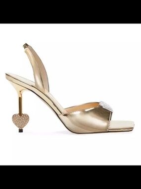 MACH & MACH GOLD CRYSTAL HEARTS HEELS